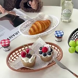 12PCS Food Tray Basket Plastic Tray Basket Fast Food Basket Flat Bottomed Fast Food Platter