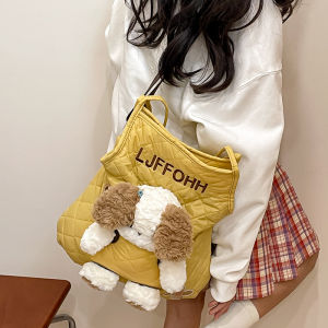 กระเป๋าสะพายข้างผ้าฝ้ายน่ารักสไตล์ญี่ปุ่นสำหรับเด็กผู้หญิง กระเป๋าสะพายข้างแบบลำลอง กระเป๋าถือผ้าฝ้ายนิ่ม กระเป๋าเดินทางสำหรับวัยรุ่น