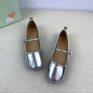 Retro Style Flat Bottom Mary Jane Womens Shoes Large Size Daily Square Head One Row Magic Tape Comfortable Breathable Slip-On Shoes