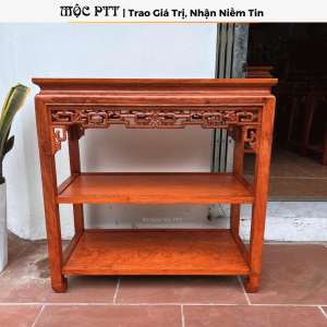 Bàn Chữ Nhật mẫu 3 Tầng gỗ Hương Đá kích thước 40 x 80 cao 80 cm