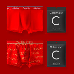 CalienKeler Red Cotton Boxer Shorts for Men Breathable Antibacterial Large Size Sport Style mid Waist Youth Underwear