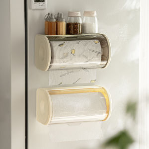 Dust-proof kitchen tissue storage box rack kitchen transparent cover wall-mounted non-punching lazy rag rack advanced