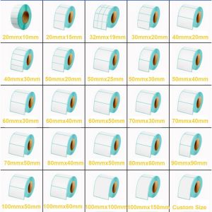 20-50mm multi-size thermal label white blank label thermal label POS printer sticker paper