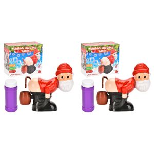 2025 Christmas Funny Bubble Machine Santa Claus Bubble Electric Santa Butt Bubble Blower With Music Lights Xmas Kids