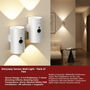 EZVALO | Wireless Remote Control Magnetic Body-Sensing Rechargeable Wall Light
