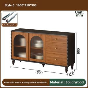 QIANGXIANG | Retro Solid Wood Sideboard Cabinet