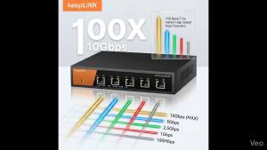 KeepLiNK 5 Port 10G Network Switch 10GbE Unmanaged Metal High Speed Ethernet Switch for Studio and Home Office KP-9000-5XT
