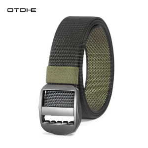 OTOHE Men Sports Belt Outdoor Nylon Belt Adjustable Belt Rotating Buckle Nylon Waistband Double-Sided Two-Color Belt Youth Sports Canvas Pant Belt Simple Nice Waistband
