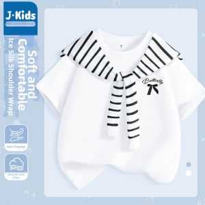 JKIDS | Cotton T-shirt and Lyocell Denim Pants Girls Summer Set