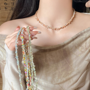 Colorful Natural Stone Beaded Necklace for Women: Unique Design Choker & High-End Feeling Accessory