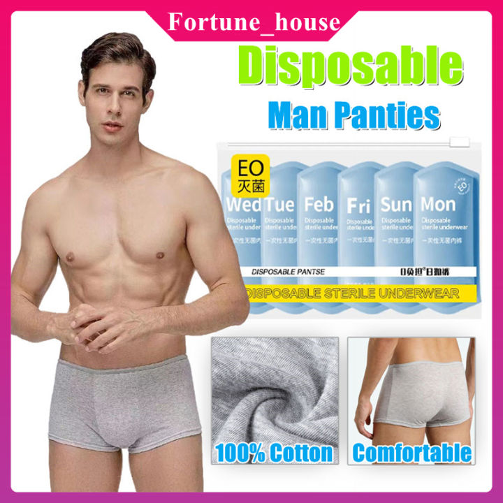 100% Cotton Disposable Underwear Men Sterilization Disposable Panties  Portable Travel Men Underpants
