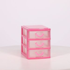 3 Layers Drawer type Mini translucent plastic Storage Box Blue
