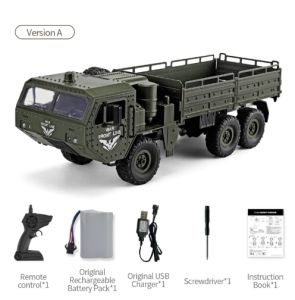 JDD【Available now】【Fast delivery】JJRC Updated Q75 US Army Military RC Truck 1:16 Full Proportional 2.4G 6WD Remote Control Car RC Truck Off-Road RTR Gift Toy RTR