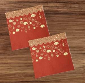Party Dinner Napkin Serviette Disposable Paper Tissue - Colour Red Chinese Mandarin Motif Auspicious Icon Print [NSP093]
