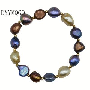 Đầy màu sắc Baroque Vòng tay ngọc trai hình dạng bất thường ngọc trai nước ngọt Vòng tay co giãn