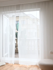 ซื้อ 1 แถม 1 ผ้าม่านโปร่งแสงมินิมอล สีขาว ม่านโปร่ง ตาไก่/ตะขอ ผ้าม่านโปร่งแสงประตู ม่านหน้าต่าง ผ้าคุณภาพสูง จัดส่งในวันเดียวกัน