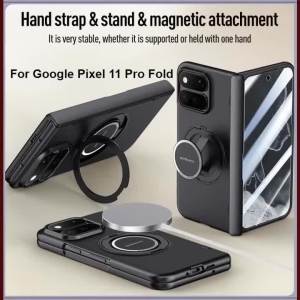 szhaiyu | Luxury Magnetic Case For Google Pixel 11 Pro Fold With Rotation Holder With HD Glass PC Strap Shockproof Folding Cover Fundas