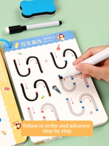 【Free pen】36/64/136 pages Training Coloring Book Pre-school Writing Books Reusable Copybook with Pens Eraser Educational Toys for kids