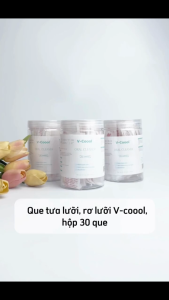 Que Gạc Rơ Lưỡi Vcoool hộp 30 que Vệ Sinh Nướu Lưỡi Lợi Bé Sạch Sẽ với Đầu 3D Lượn Sóng Mềm Mại An Toàn