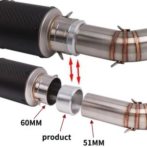 Universal Motorcycle Exhaust Pipe Inner Diameter 60MM Conversion 51MM Aperture Converter Adapter Reducer Muffler Connector