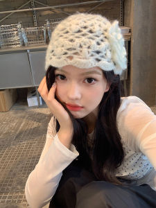 สไตล์เกาหลี Ins หมวกถักดอกไม้เย็นผู้หญิง ฤดูร้อน Vintage Thin Hollow ระบายอากาศได้ดี Face Small Weave Overhead Hat