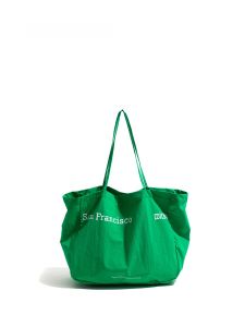 MABULA | Mabula Dopaamine Canvas Shoulder Bag Casual Tote Versatile Day-to-Day Use Large Size Nylon Material Letter Pattern Handbag