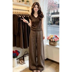 Shalldoer | Sleeveless Shirt and High-Waisted Trousers Set