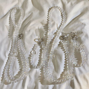 DIY Simple Transparent Beaded Long Rope Handmade Bracelet Womens Style Portable Keychain Wristband Anti-fall Chain Mobile Phone Case