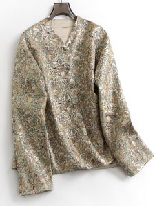 Tongren Tang Floral Embroidery Loose Slimming Retro Button New Chinese Style Crisp Song Jin Zen Long Sleeve Womens Jacket