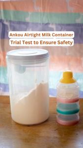 Ankou Airtight 1 Touch Button milk powder storage container with scoop spoon and holder 800ML Round milk storage container airtight food container air tight container storage airtight container milk storage powder storage container with lid VMI DIRECT