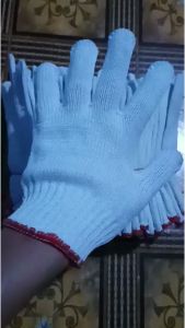 Sarung Tangan Rajut Katun Tebal Benang Pelindung Tukang Bangunan Kebun Kerja Perkakas