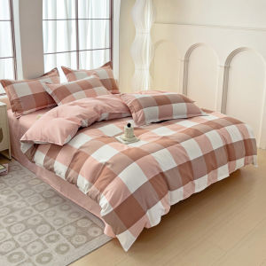 Dansunreve Bộ vỏ chăn ga gối kẻ ca rô 3in1 duy nhất phẳng bedsheet Set 580tc Sọc Nữ Hoàng/Vua Bộ bọc chăn lông vịt