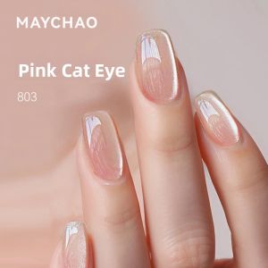 Maychao | Pink Cat Eye Nail Gel with Glass Beads 2025 New Trendy Nail Polish