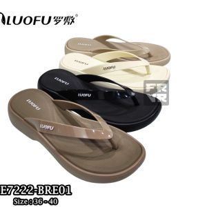 Sendal Karet EVA Wanita Luofu Sendal Semi Wedges Hak 3 Cm Sendal Jepit Wedges Terbaru 2025 E7222-BRE01