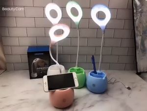 Pen Holder With LED Table Lamp Stand Desk Lamp Rechargeable 3 Levels Brightness Reading Night Light
