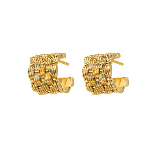 Boonee Alus Vintage Woven Circle Earrings for Women Luxury Fashion Accessory Versatile Elegant Autumn Winter Daily Wear