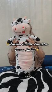 Boneka Guling Sapi 60 cm Bahan Plush Lembut Halus Berkualitas SNI
