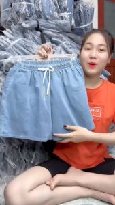 (có bigsize 40kg-85kg)Quần Đùi Jean cạp chun vải JEANS cotton mềm mát - Sooc Jeans lưng cao