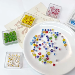 10 Buah Manik Bunga Kaca Lampwork Handmade 6mm untuk Aksesori DIY Kalung Gelang Anting