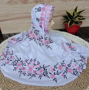 Mukena Dewasa Terusan Lajuran Langsungan Motif Bordir Santri Pondok