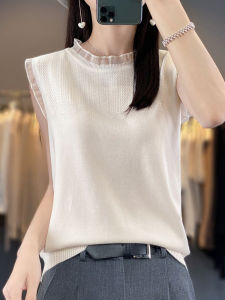 Plus Size Lace Splicing Sling Vest Womens Summer New Arrival Loose Waistcoat Sleeveless Ice Silk Sweater