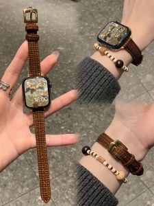 Textile Classic Style Fancy Apple Watch Watchband IWatch for Applewatch9 Women Fall and Winter SE2