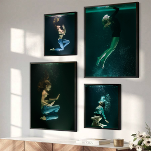 A metaphorical art decoration painting showing aquatic feminine energy excellent photography wall art frameless