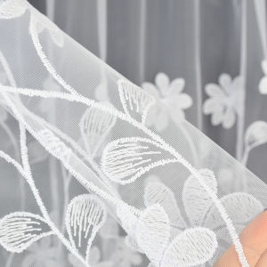Pastoral Style Solid Embroidered Sheer Curtain Semi-Transparent Window Drape for Living Room Festivals Cafe Decoration 1pc