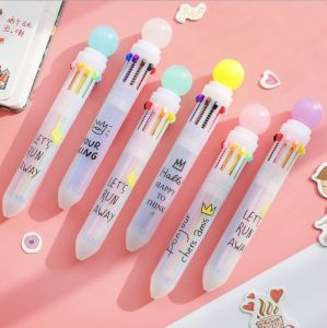 Creative Cute Multicolor Ten Colors Candy Color Ballpoint Pen Stationery Fresh Style Oil Pen Writing Tool Business Supplies