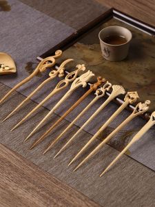 Handcrafted Bamboo Tea Needle Chinese Gongfu Tea Set Traditional Bamboo Carving Wooden Tea Scoop Tea Ceremony Six Gentlemen