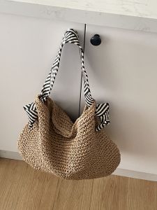 Chawool Special-Interest Design Shoulder Woven Bag South Korea Ins Large Capacity Knotted Seaside Beach Vacation Bag for Women