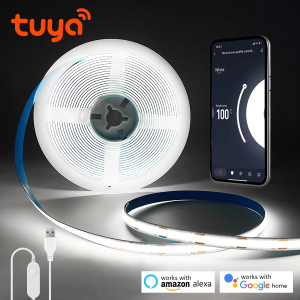 Tuya Wifi RGB /White/Warm White COB LED Strip Light Silica Gel Tube Tape Linear Dimmable Lighting work with Alexa Google Home