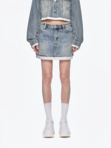 ANN ANDELMAN | Unique Straight Fit Pencil Mini Denim Skirt