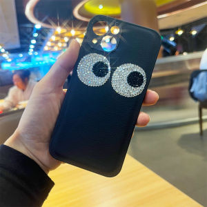 Cute Big Eyes Sparkling Rhinestone Full Cover Soft TPU Silicone Case for   13 pro Max 15 pro Max Trendy Creative Cartoon Style